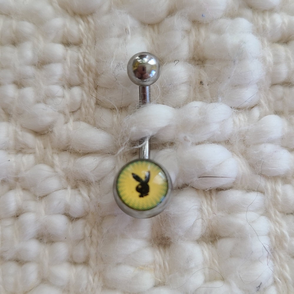 Vintage PLAYBOY Bunny Navel Barbell Belly Ring Body Jewelry